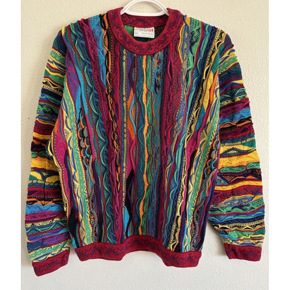 Coogi Vintage 3D Knit Sweater Oversized SS Vibrant Colorful Wild Design